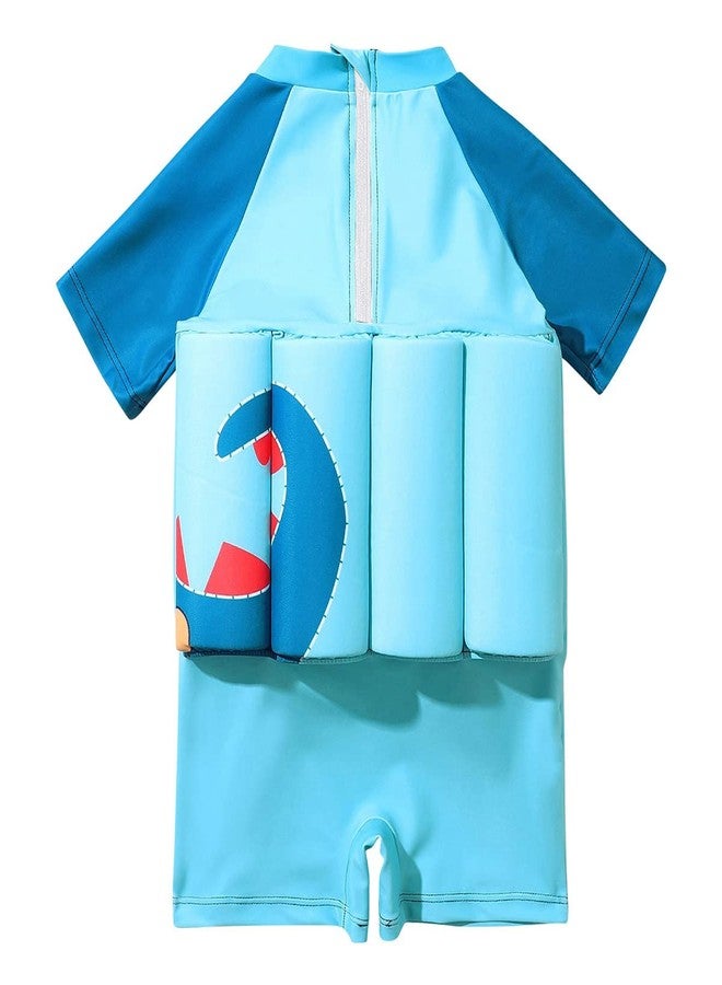 IDOPIP Kids Baby Boys Float Suit with Adjustable Buoyancy Dinosaur Floatation Swimsuit Floating Swimwear Bathing Suit Toddler Swim Vest with 8 Removable Buoyancy Sticks Blue Dinosaur + Guitar 2-3 Years - Image 2